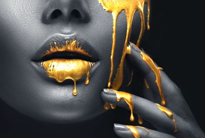 Golden Lips Kunstdruck